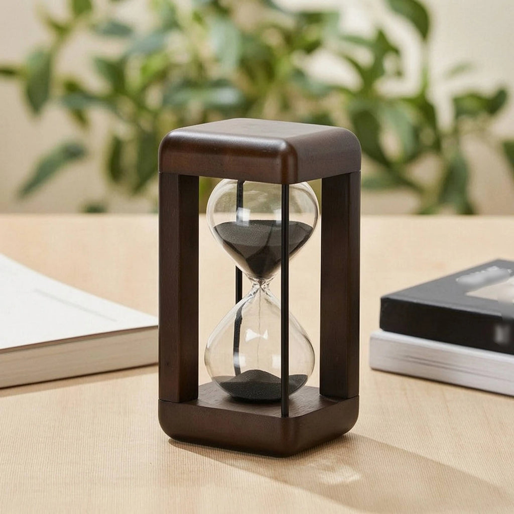 Hourglass with Wooden Frame Decorative Hourglass Timer Sand Glass Classy Large for Desk, Office