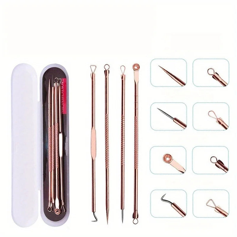 4Pcs Remover Pimple Comedone Extractor Tool Acne Removal Kit Treatment for Blemish,Risk Free Removal of Facial Blemishes