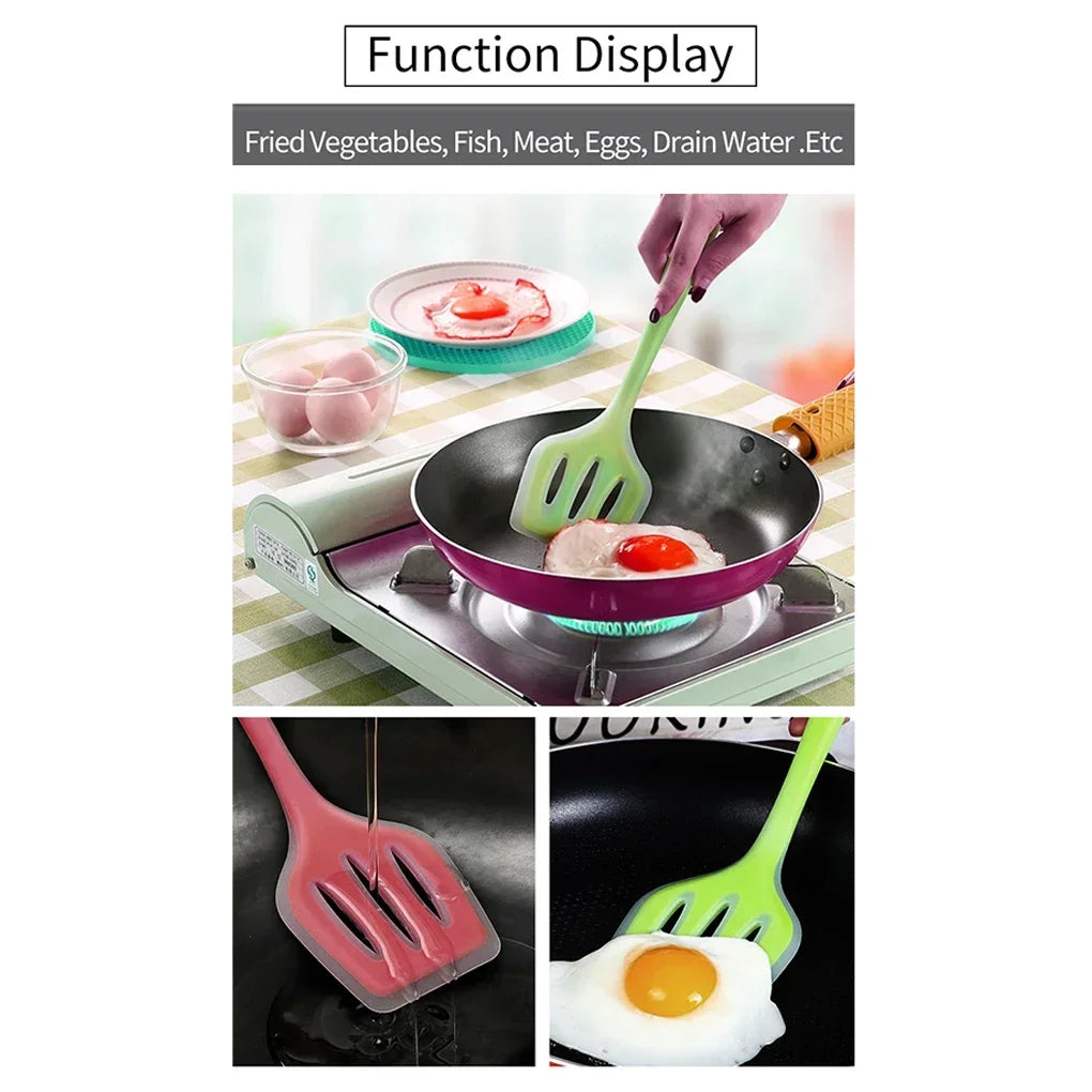 Color Silicone Kitchen Ware Non-stick Set Cooking Utensils Tools Egg Fish Frying Pan Scoop Fried Shovel Spatula Cooking Utensils