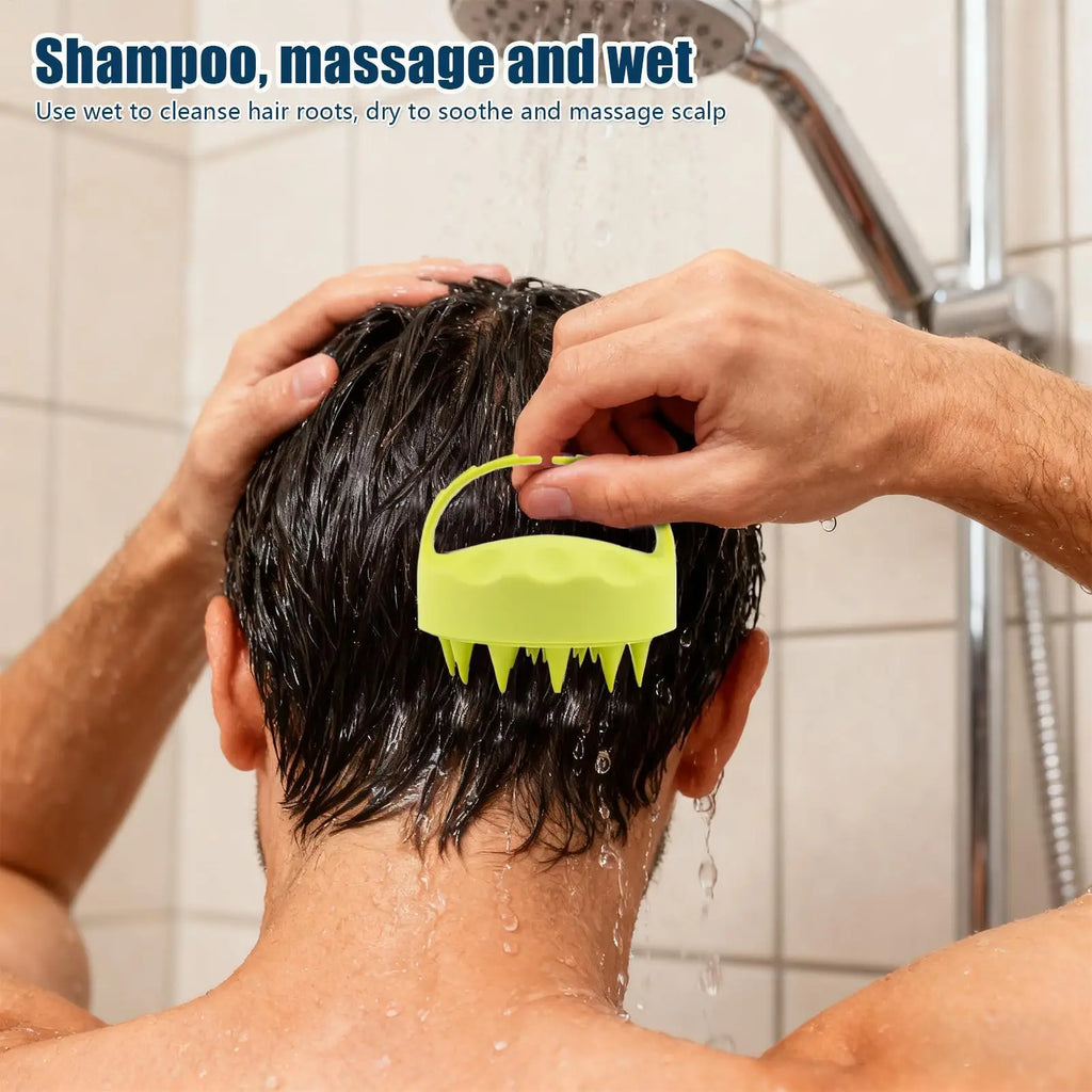 Silicone Scalp Scrubber Hair Scalp Shampoo Brush Head Cleansing Massager For Men Women Bath Brush Wet & Dry For Scalp Care