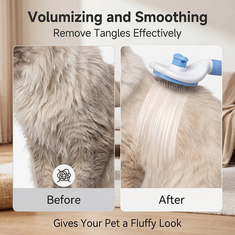 Bioline Self Cleaning Slicker Brush Dog Cat Bunny Pet Grooming Shedding Brush Easy to Remove Loose Undercoat Pet Massaging Tool