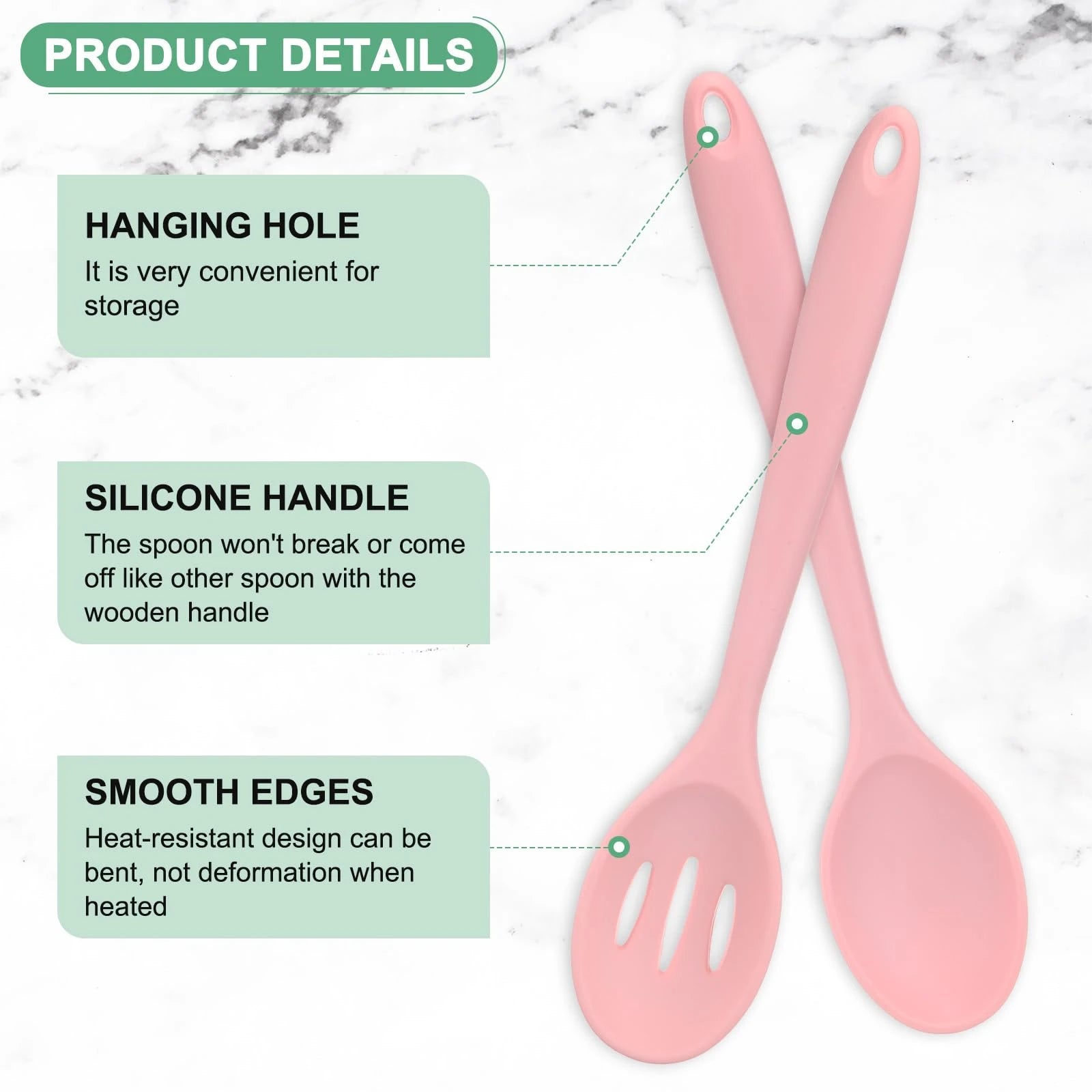 Silicone Cooking Spoons, Mixing Nonstick Slotted and Solid Serving Spoons, Heat Resistant Utensils for Kitchen/Cooking/Baking