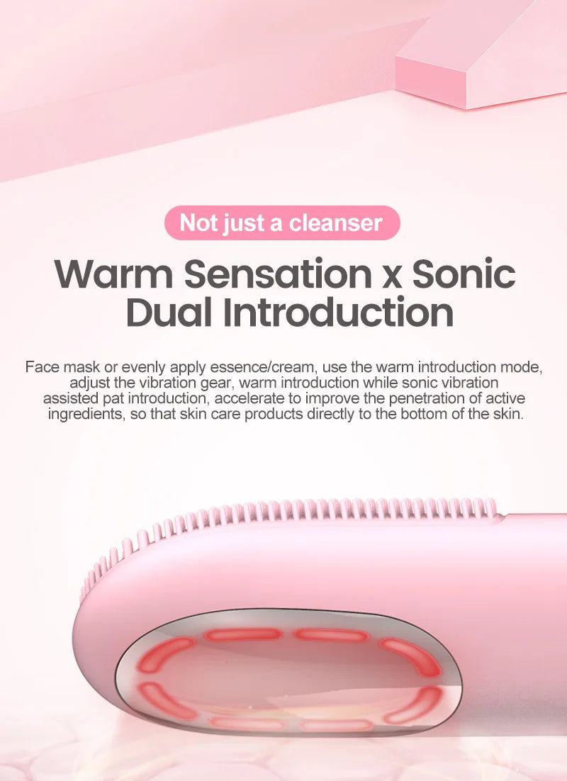 Sonic Facial Cleansing Brush Red Blue Light Electric Facial Cleanser Wash Machine Skin Pore Cleaner Mini Beauty Massager Brush