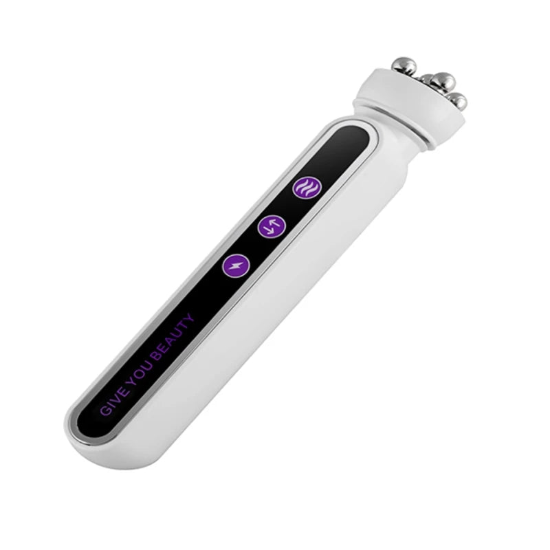 Micro Current Beauty Device Facial Roller Massager EMS LED Phototherapy Rotary Massage Heating For Pores Reduction Fine Lines