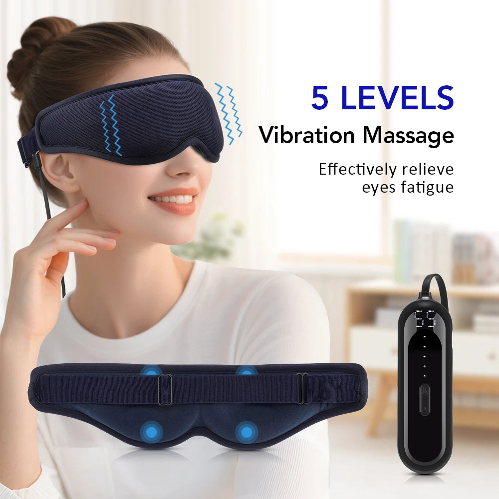 Cordless Heated Eye Mask - 3 Levels Hot Compress, Intelligent Timing Electric Mask for Dry Eyes Relief & Sleeping