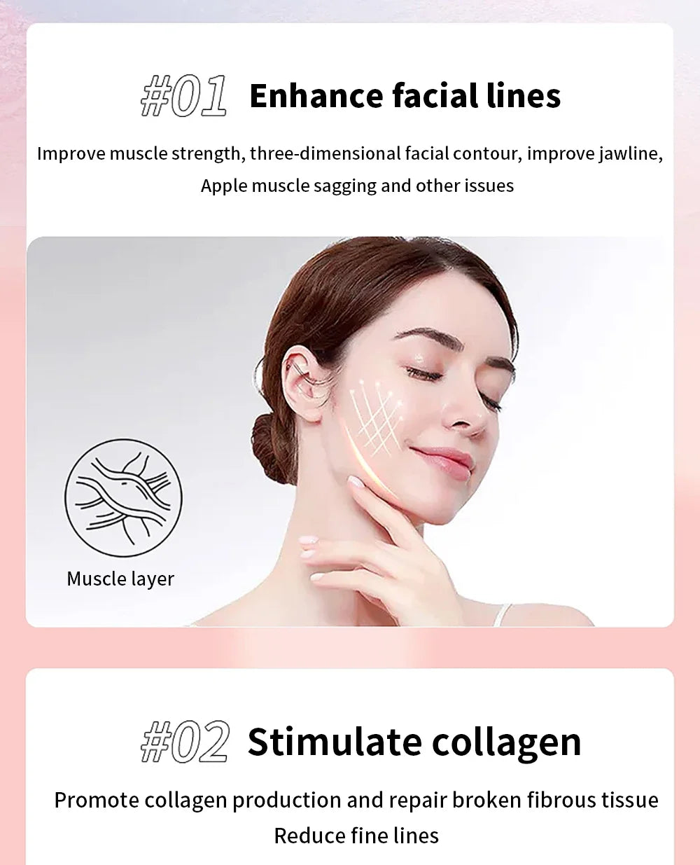 Face Lifting Machine Facial Microcurrent Roller Massager Skin Tightening Rejuvenation Anti Wrinkle Firming Vibration Beauty Care