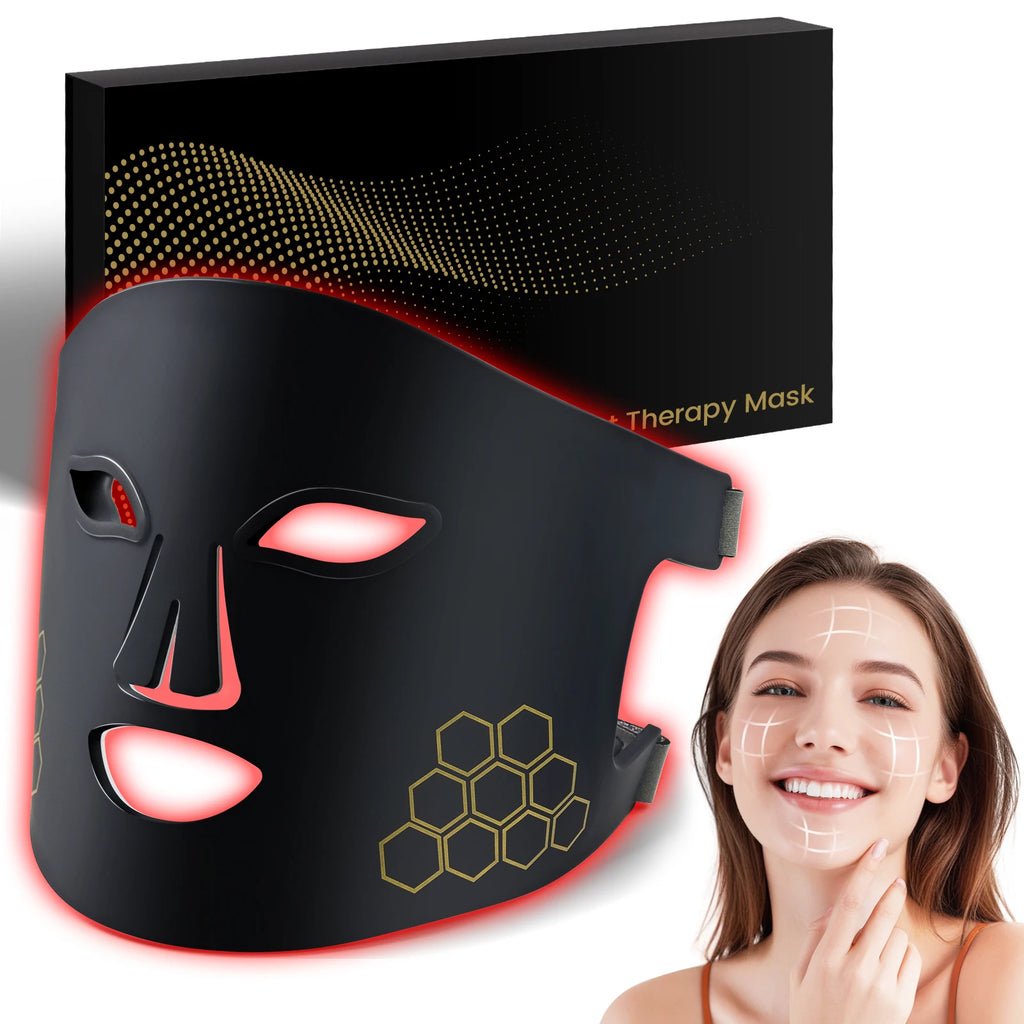 Hello Face LED Face Mask Light Therapy Red, Blue & Infrared Light Facial Skin Care Device with Eye Protection