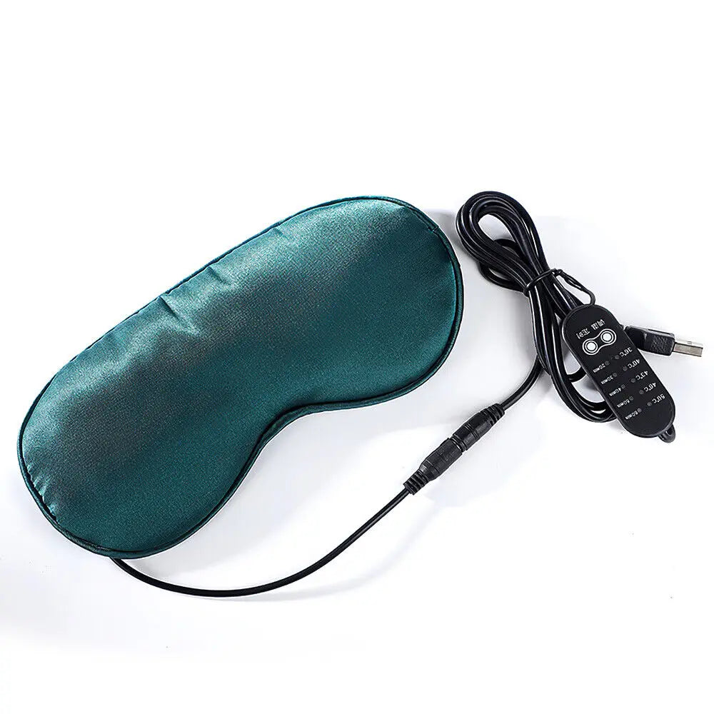 New Electric USB Heated Eye Mask Adjustable Compress Silk Sleep Eye Cover Heated Temp Control Dry Eyes Heating Pad