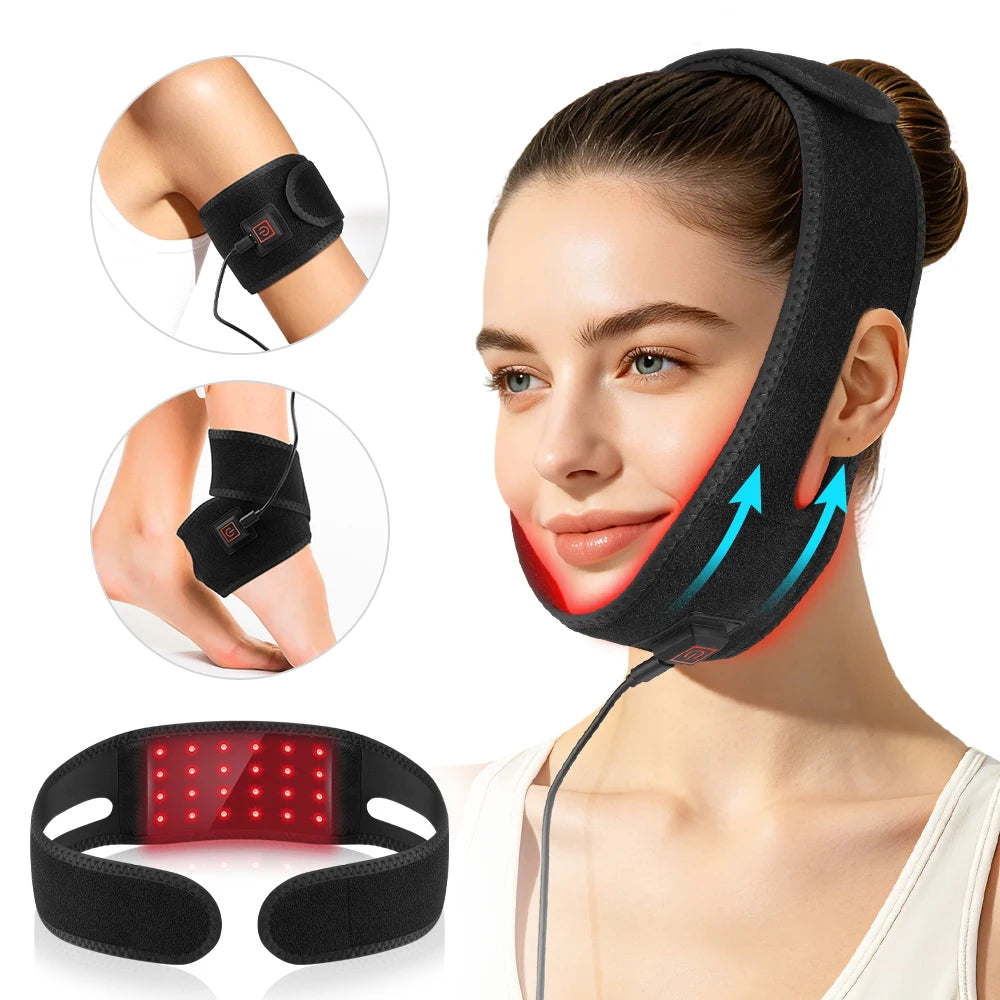 LED Beauty Device 660nm 850nm Neck V-Contour Care Warm Massage Skin Care Tool