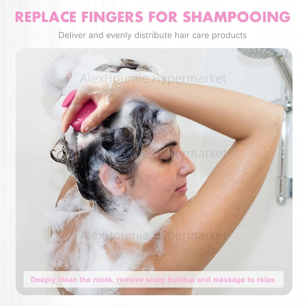 Massager Shampoo Brush Soft Silicone Bristles for Scalp Care Hair Scalp Scrubber Exfoliator for Dandruff Removal Hair Growth