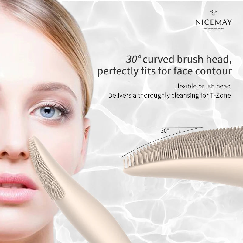 Sonic Electric Face Cleansing Brush Soft Silicone Facial Scrubber Rechargeable Skin Care Device For Deep Pore Clean Massager