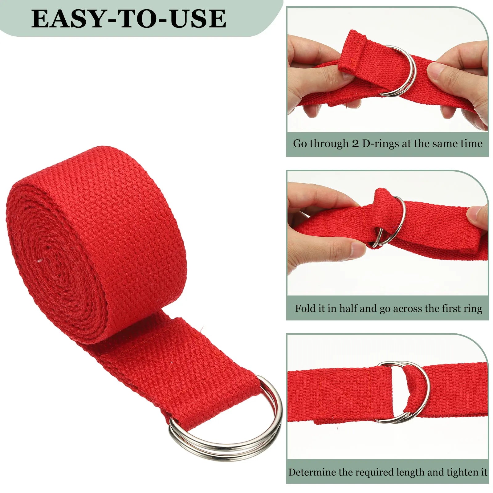 Yoga Strap for Stretching 1.8/2.5/3.2meter Athletic Stretch Band with Adjustable Metal D Ring Buckle Yoga Bands Exercise