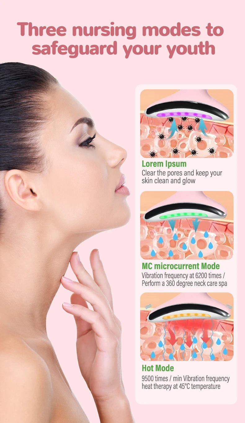 7 Colors LED Lights Face Neck Beauty Device Vibration Massage Improve Neck Lines Reduce Double Chin Neck Lifting Massager