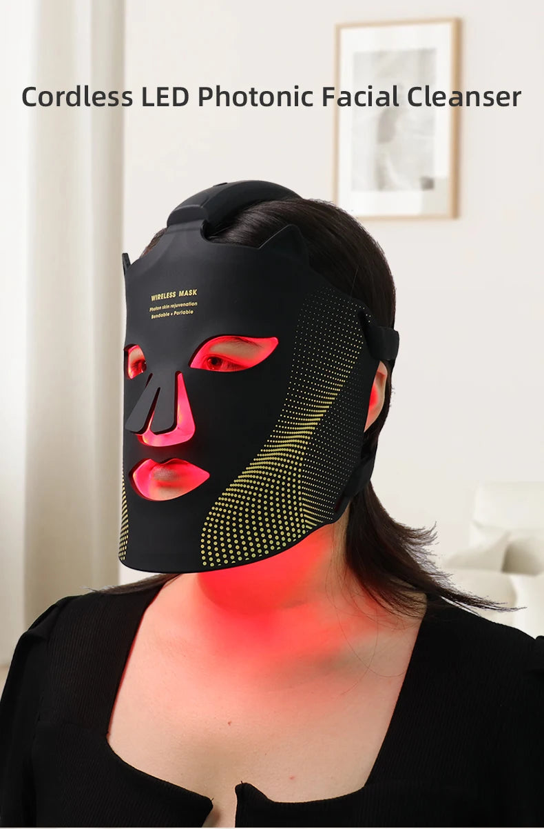 Photon Reuvenation Mask 240 Lamp Beads Silicone Material 7 Colors Led Face Mask Photon Skin Wirlessly Adjustment Beauty
