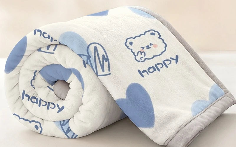 Cute Cartoon Animal Print Flannel Throw Blanket Soft Lightweight Multi Purpose Cover All Season Portable Blanket
