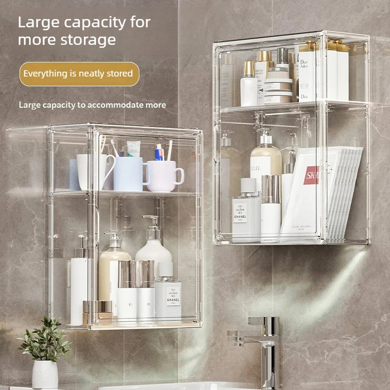 Clear Acrylic Makeup Storage Box Large Capacity Dustproof Cosmetic Organizer for Bedroom