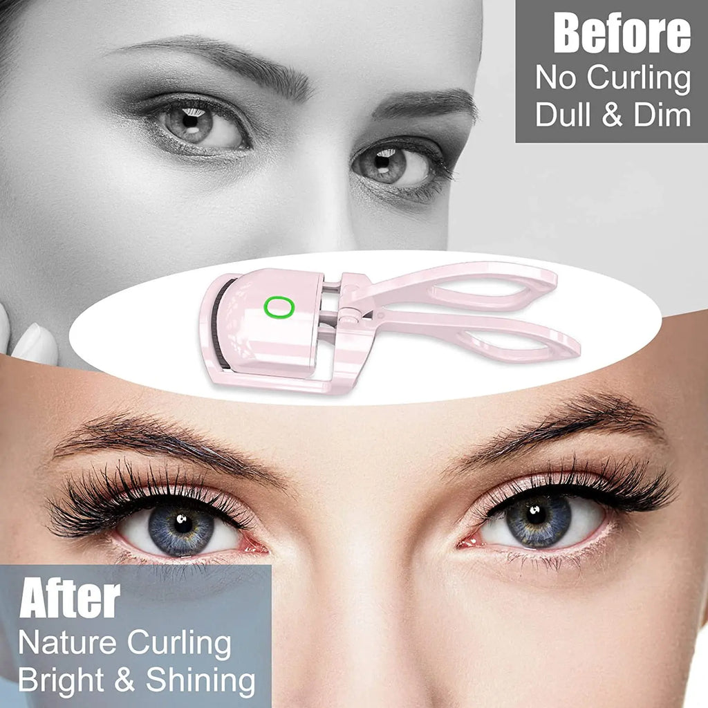 Mini Electric Heated Eyelash Curler USB Rechargeable Styling Eyelash Long Lasting Natural Eyelash Curl Beauty & Makeup Tools