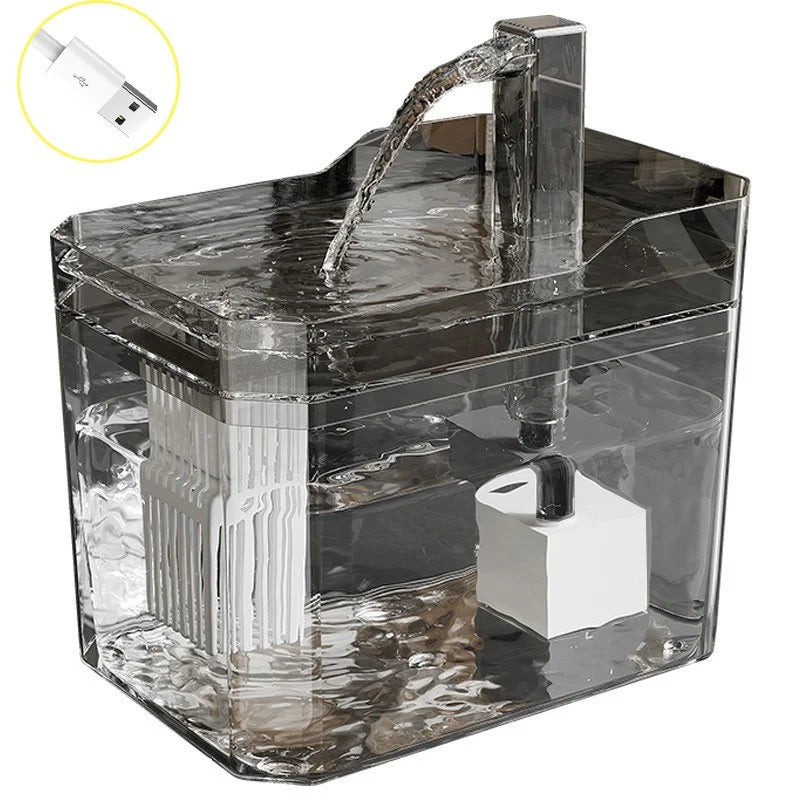 USB Cat Water Fountain with Auto Filter Transparent Anti-Dry Burning Recirculating Dispenser Includes Pump for Cats