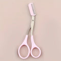 1/2pcs Stainless Steel Built-in Comb Eyebrow Scissors Pink Handle Precision Beauty Tool,Durable Metal Structure, Eyebrow Trimmer