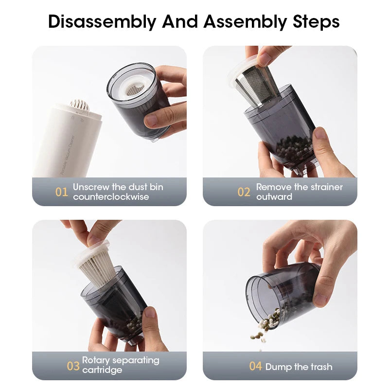 Mini Wireless Handheld Car Vacuum Cleaner Strong Suction Low Noise Convenient Portable Multi-Functional for Home and Car
