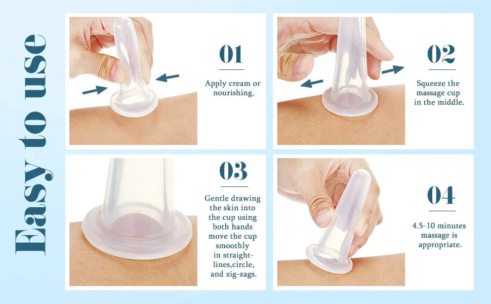 Silicone Vacuum Cupping Massage Jars Anti Cellulite Massage Facial Suction Cups Face Neck Lift Skin Scraping Guasha Anti Wrinkle
