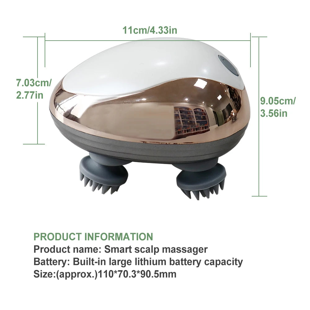 6 Modes Electric Scalp Massager Silicone Kneading Vibration Head Massager with Rechargeable Portable Hair Growth Massage Device