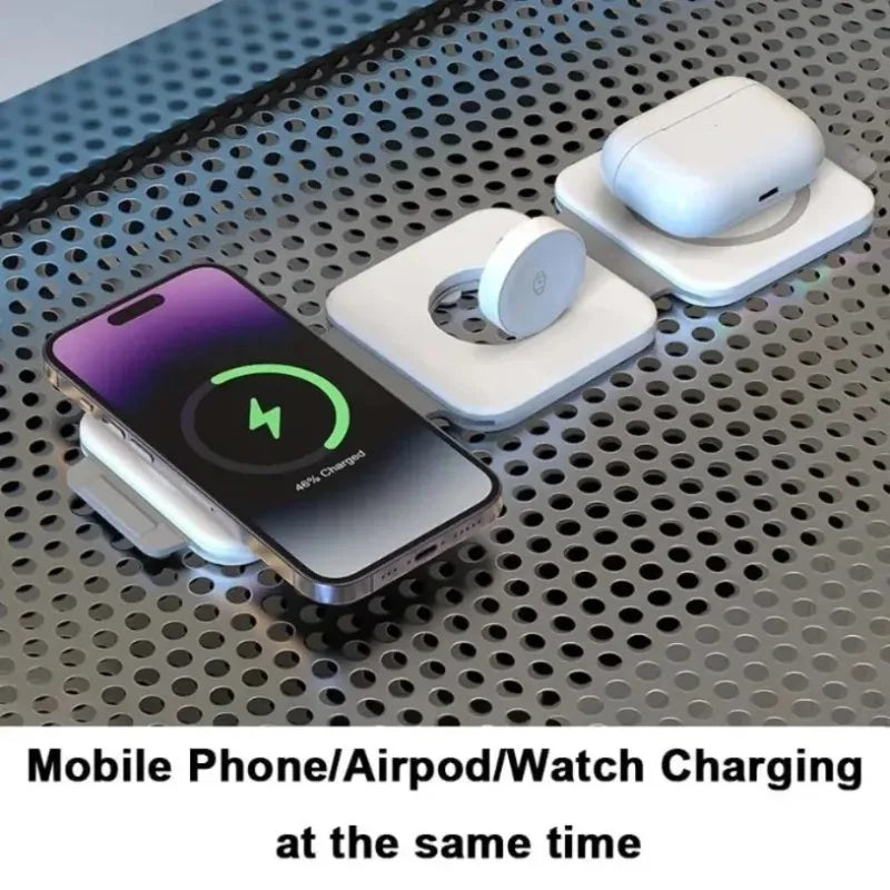 Foldable 3 In 1 Fast Charging Pad Desktop Wireless Charger For iPhone 17 16 15 14 13 Pro Max iWatch 10 9 8 7 6 AirPods Pro 2