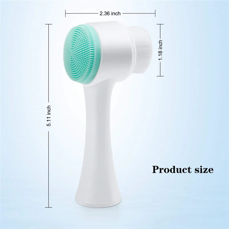 Facial Cleansing Brush Manual Massage Facial Brush Soft Bristles Exfoliator Double Sided Face Wash Brush 3D Double Silicone