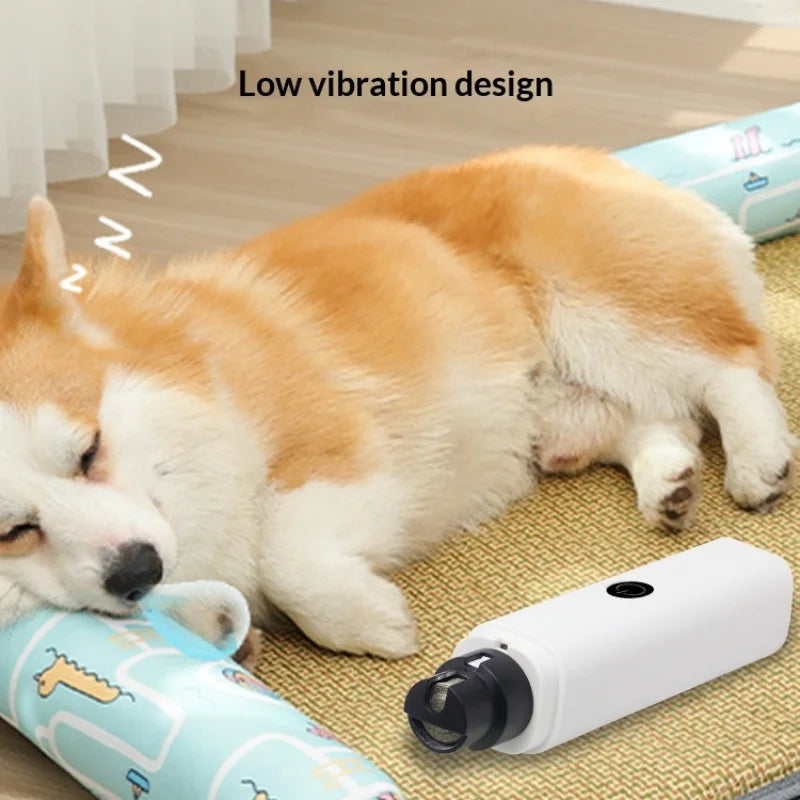 Electric Pet Nail Grinder for Dogs Cats, Quiet Claw Trimmer with LED Light & Safety Guard, Rechargeable Puppy Nail File Painless