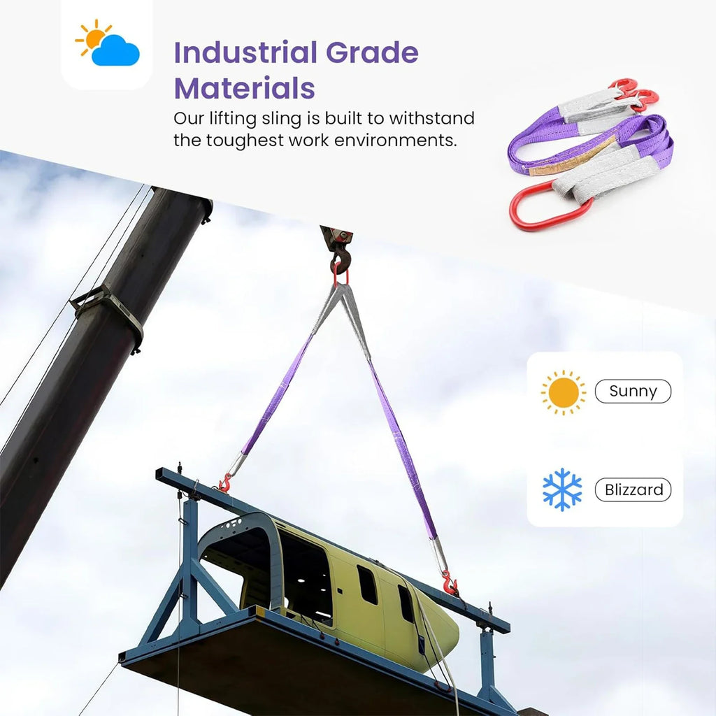 3.3/9.8/16.4FT Lifting Slings Straps with Hooks 4400LBS Pounds Capacity Polyester Bridle Sling,Heavy Duty Two Leg Rigging Strap