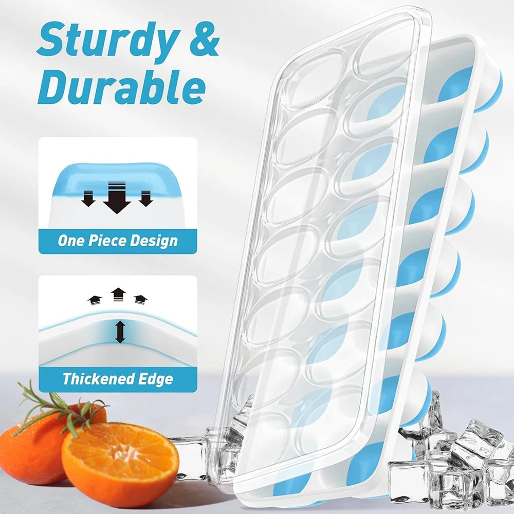 Ice Cube Tray 14 Cubes Durable Stackable Ice Cube Tray for Freezer with Removable Lid,Easy-Release Ice Tray for Cocktail,Coffee