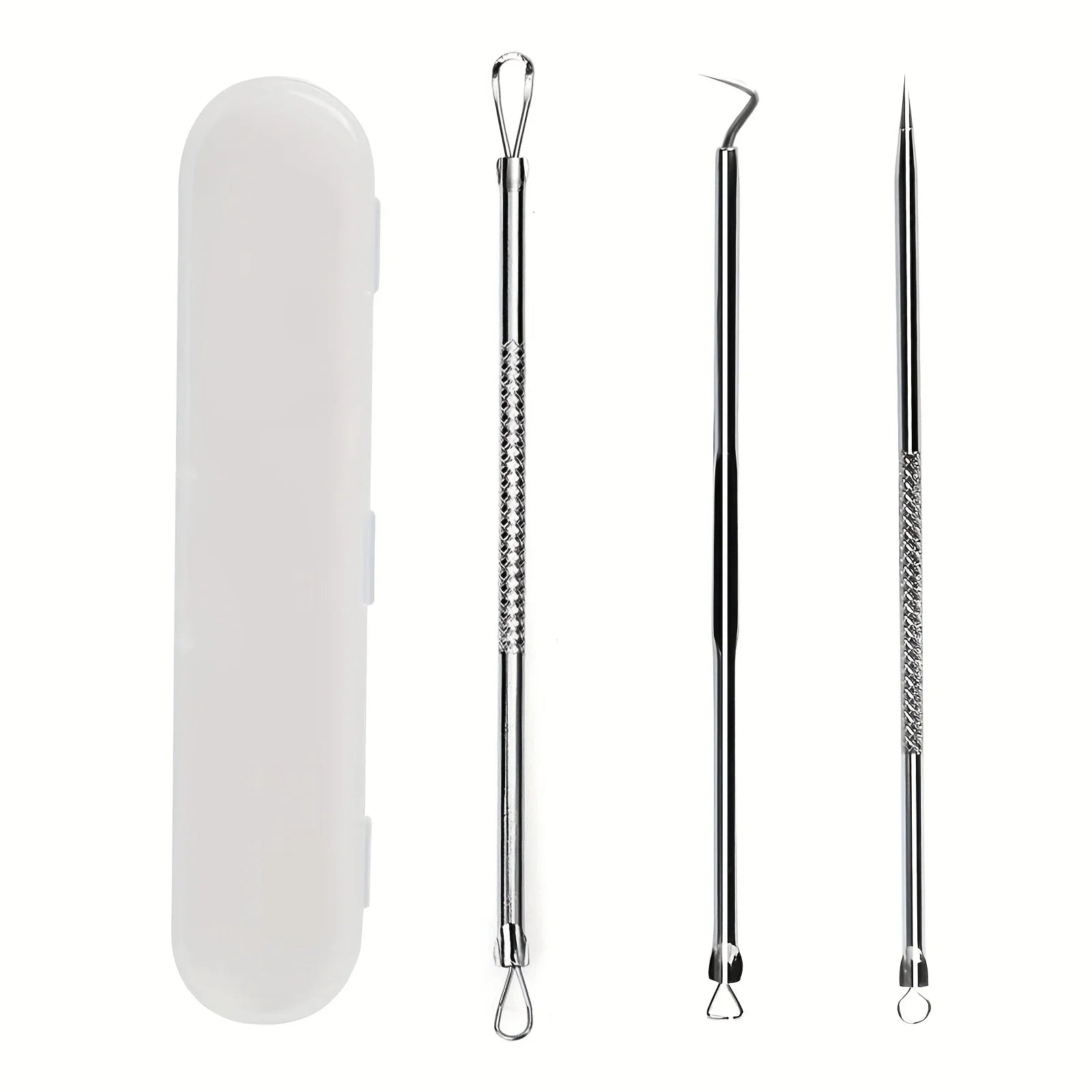 3pcs Pimple Popper Tool, Stainless Steel Pimple Extractor, Blackhead Tweezers, Comedones Extractor Acne Removal Kit for Blemish,