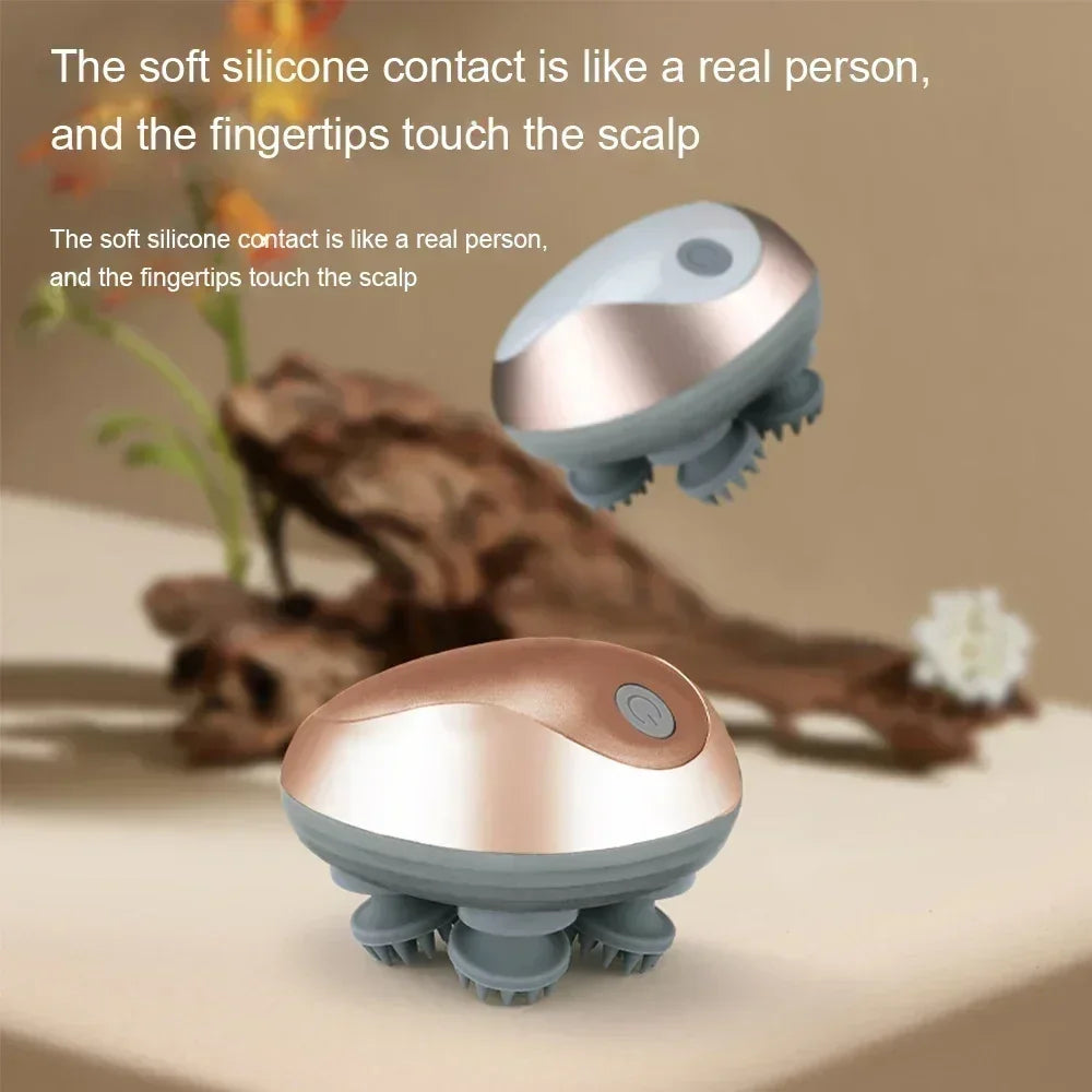 6 Modes Electric Scalp Massager Silicone Kneading Vibration Head Massager with Rechargeable Portable Hair Growth Massage Device