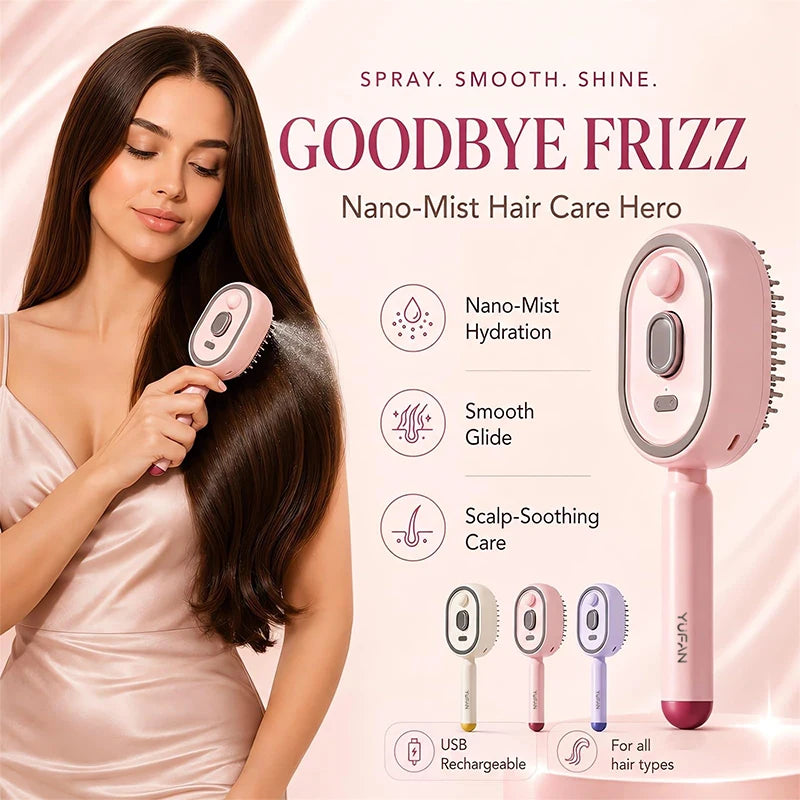 Multifunctional Spray Hair Brush Hydrating Hair Care Brush Electric Scalp Massager Comb For Smoothing Frizz & Hair Volume
