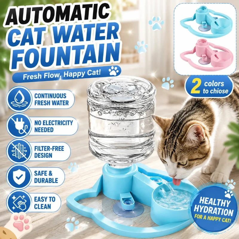 Gravity Cat Water Fountain With Optimal Bowl Design Prevents Hair Debris Keeps Water Fresh Keeps Cats Face Dry Automatic Water