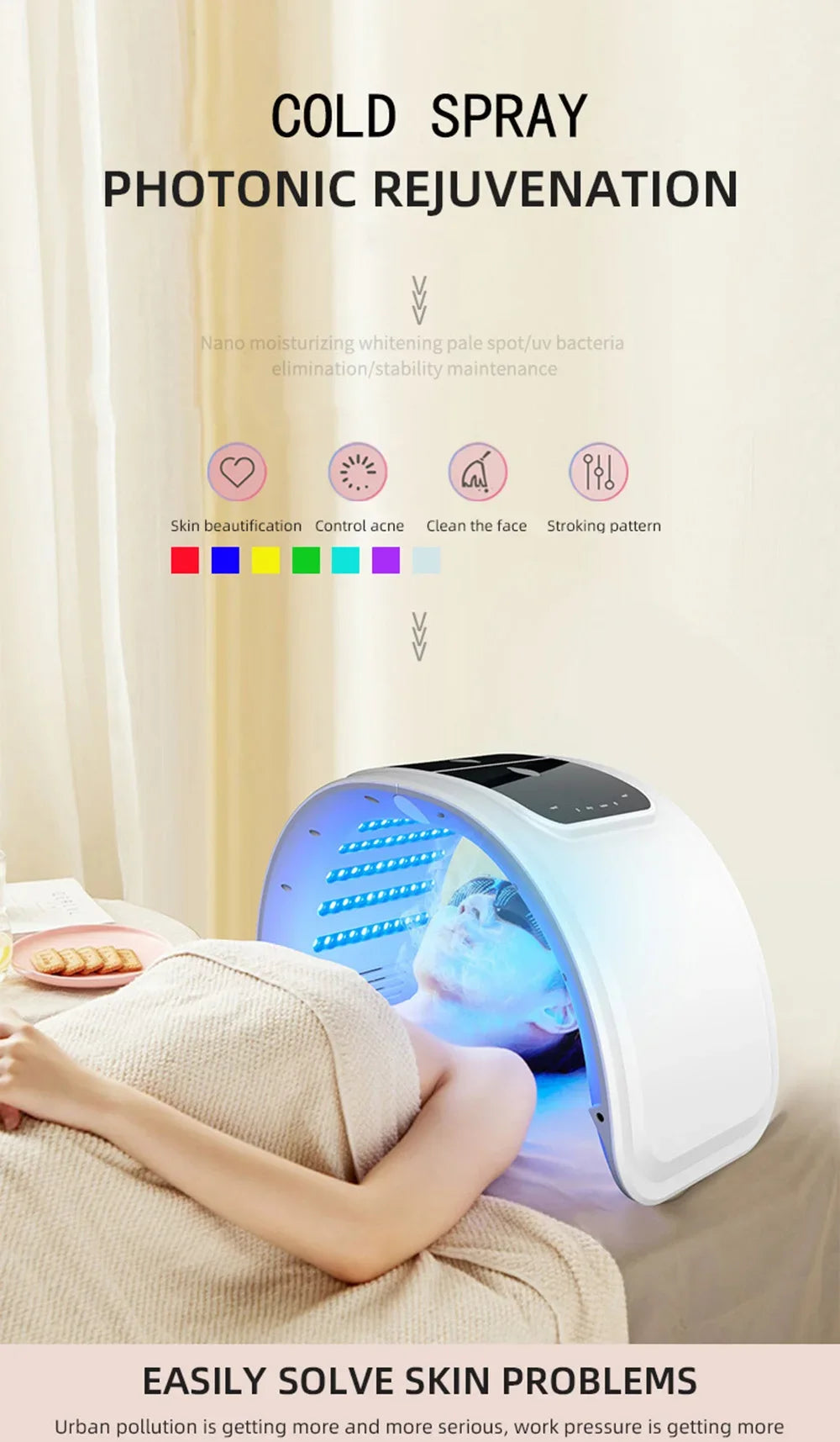 7 Colors PDT LED Mask 2025 Professional Facial Red Light Therapy Face Lift Anti Wrinkle Beauty Machine Skin Rejuvenation Device