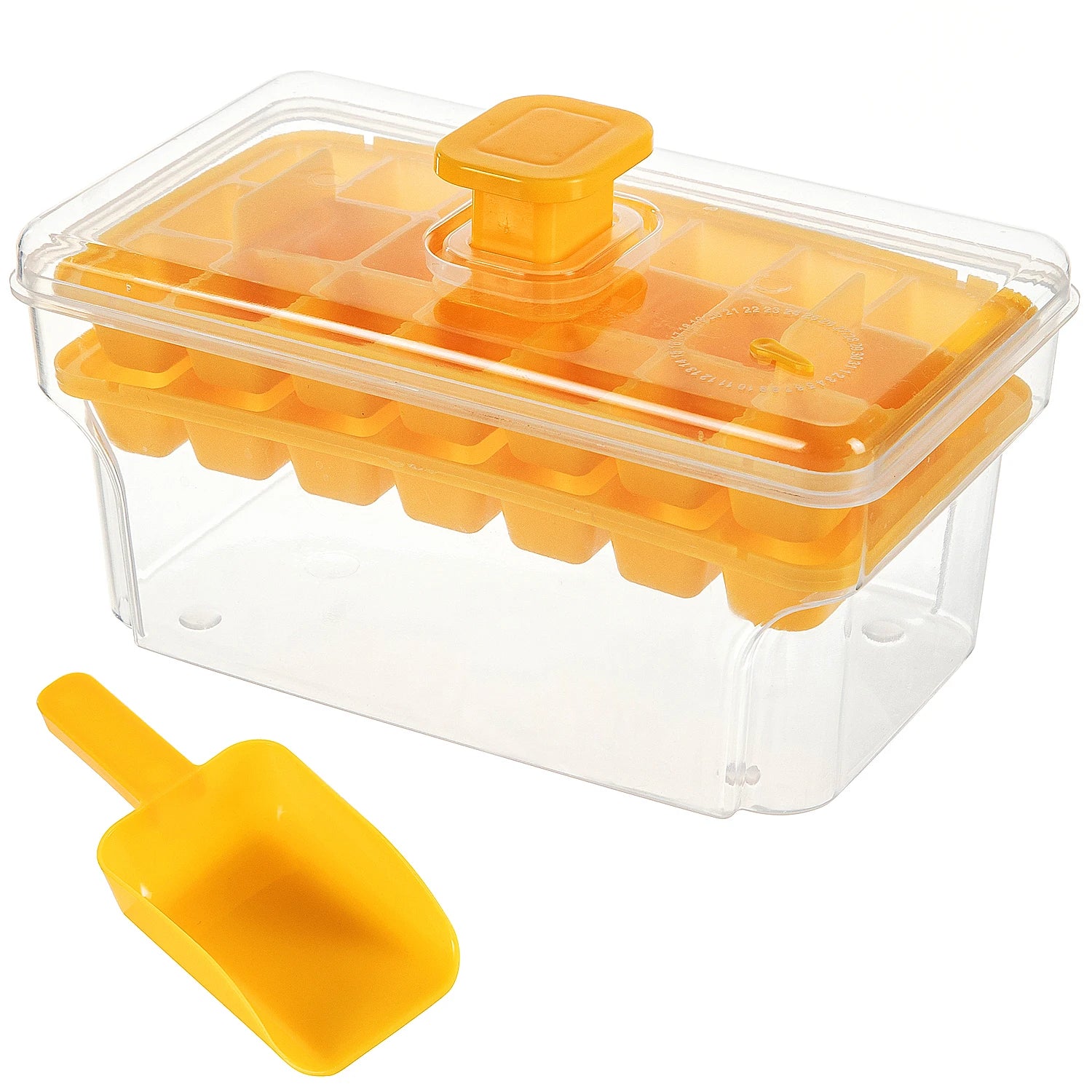 Ice Trays  Freezer with Lid & Bin Ice Cube Tray Making 68 Pcs Ice Cubes, Easy Press To Release Ice Reusable Freezer Ice  Tool