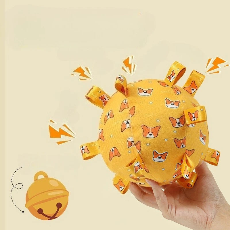 Interactive Ball Dog Toy for Aggressive Chewers Training Decompress Bite Resistant Plush Handle Dog Toys with Bells Pet Supplies
