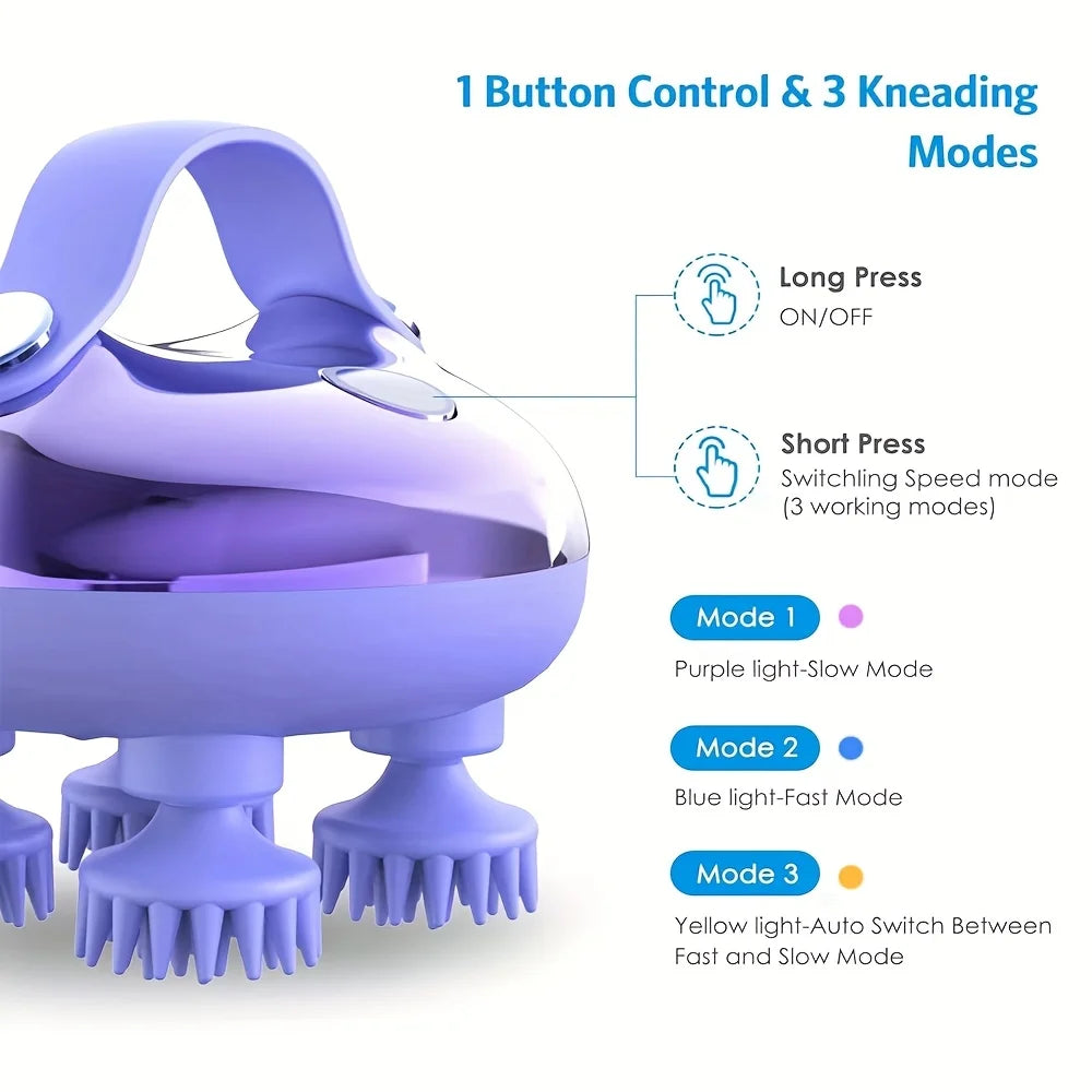 Portable Electric Scalp Massager, Rechargeable Head Massager for Stress Relief, Handheld Compact Design