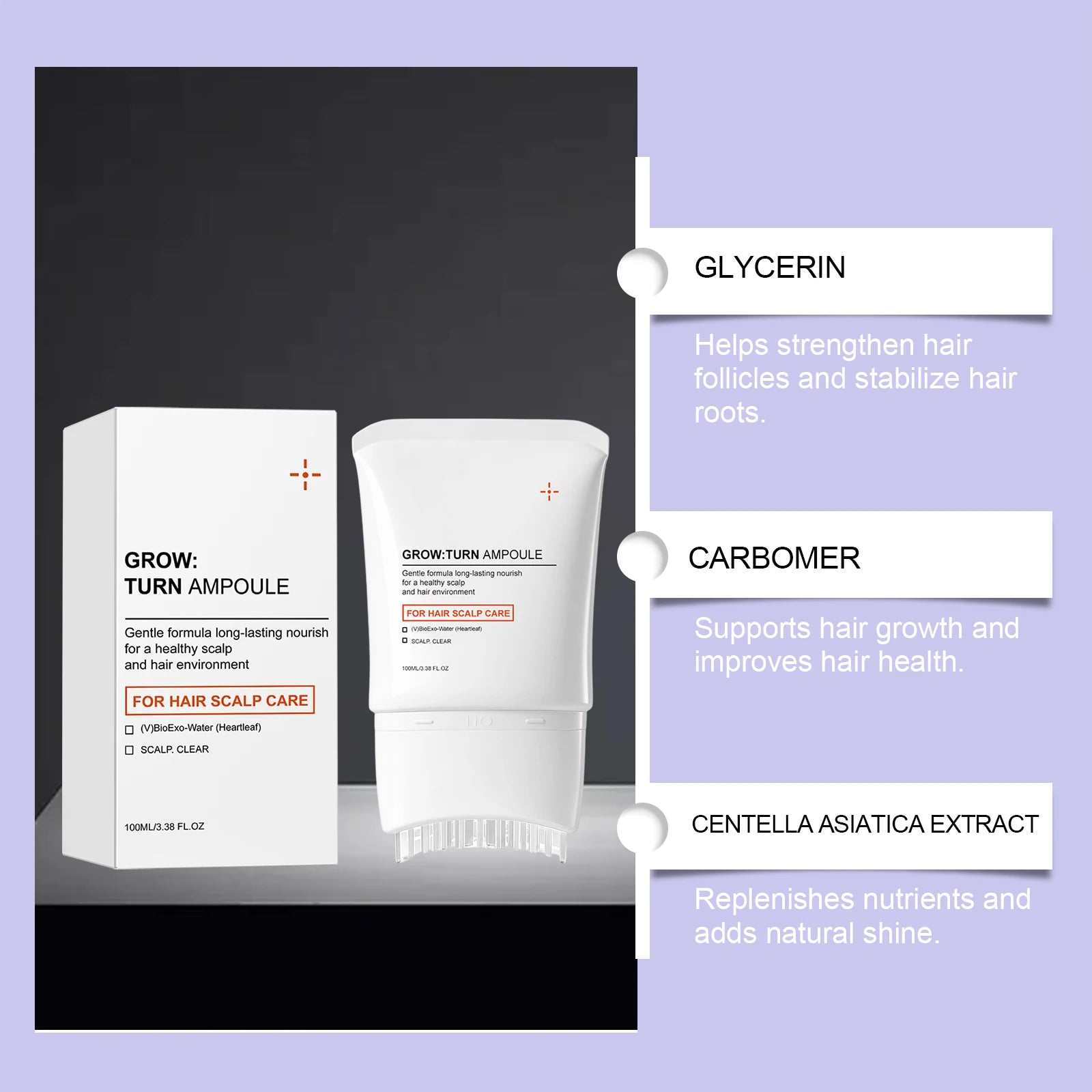Scalp Care Serum with Built-in Massager Brush Nourishing Treatment Promotes Hair Growth & Reduces Hair Loss Repair Damaged Hair