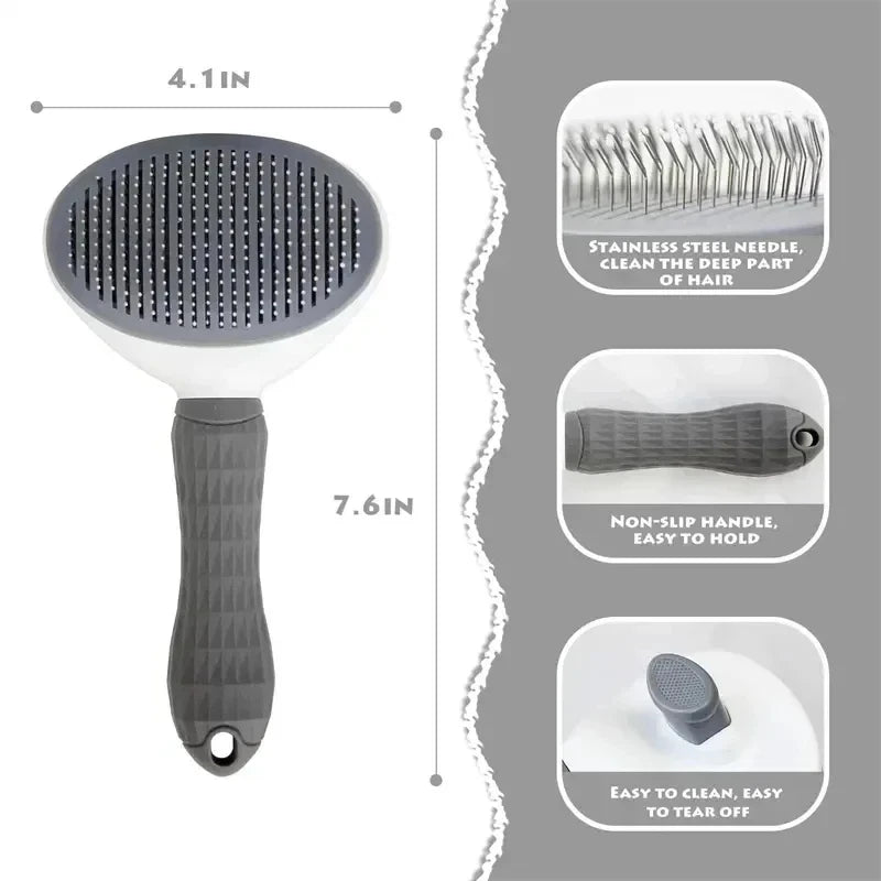 Self Cleaning Slicker Brush for Dogs Cats, Pet Hair Remover Deshedding Comb, Dematting Grooming Tool for Long Short Hair Pets