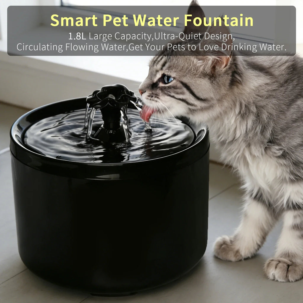Cat Water Fountain 1.8L Recirculating Pet Water Dispenser USB Electric Silent Cat Drink Bowl Filter Dog Drinking Dispenser