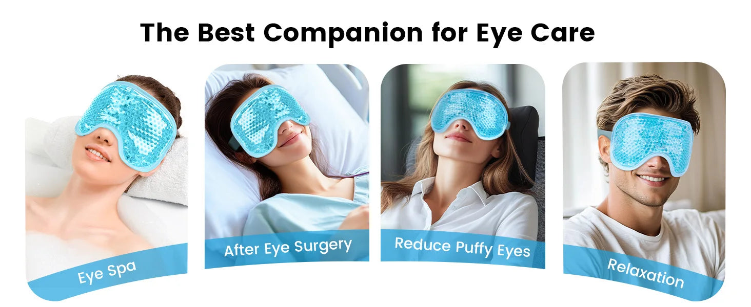 Cooling Eye Mask  with Gel Bead for Puffy Eyes Reusable Cold Compress Ice Pack for After Eyelid Surgery Tension Stress Relief