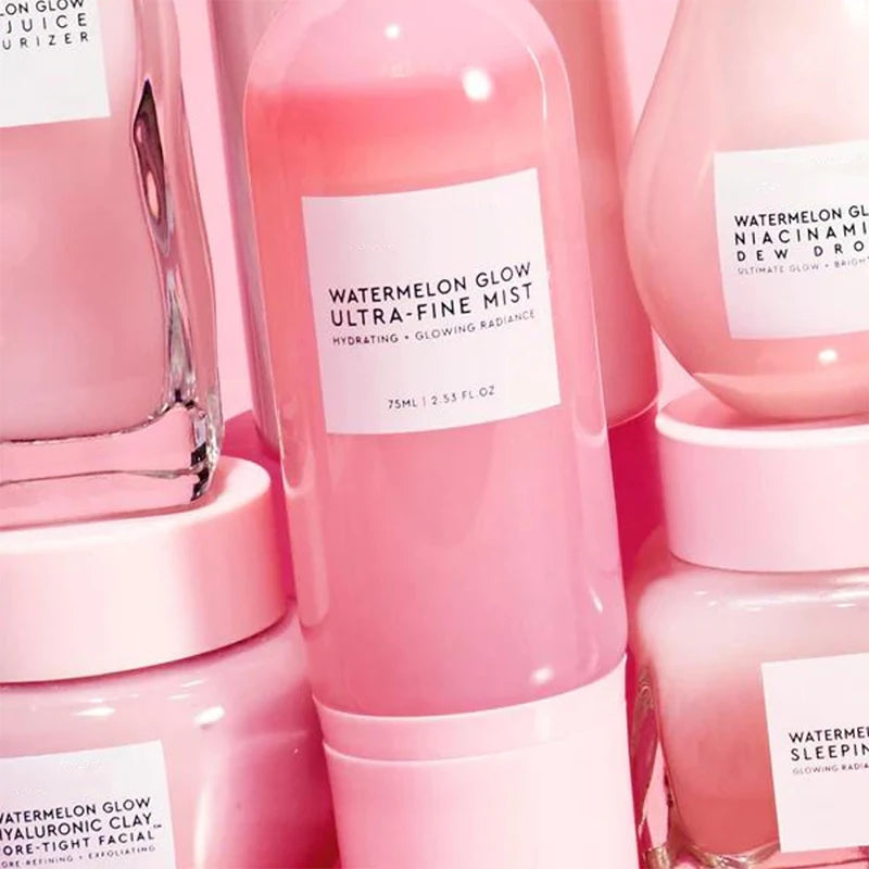 Strong Watermelon Glow Facial Spray Hydrating Mist With Hyaluronic Acid Hibiscus AHA To Refresh Dry Skin Enhance Dewy Makeup