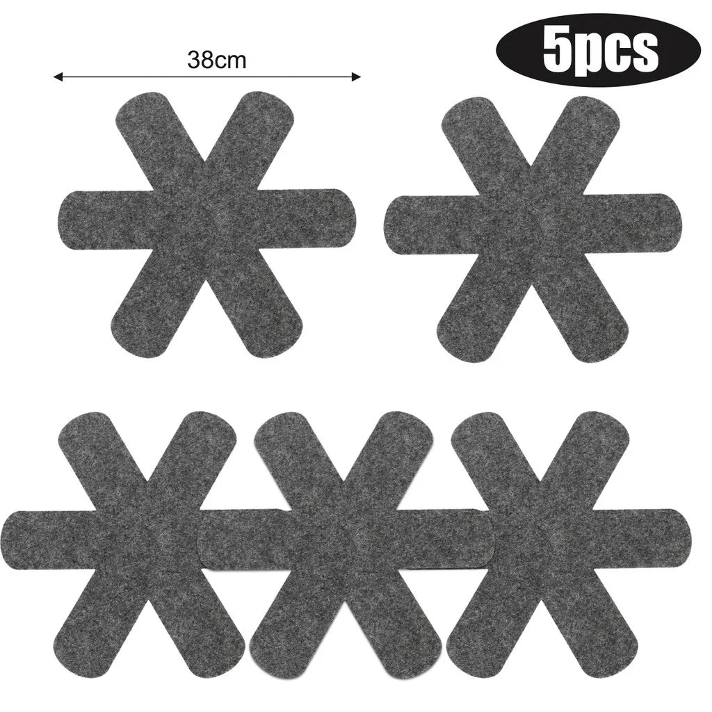 Pot and Pan Protectors 5Pcs Pot Dividers Pad Non-woven 3 Sizes Pans Separator Pads for Protecting Separators Pads Cookware
