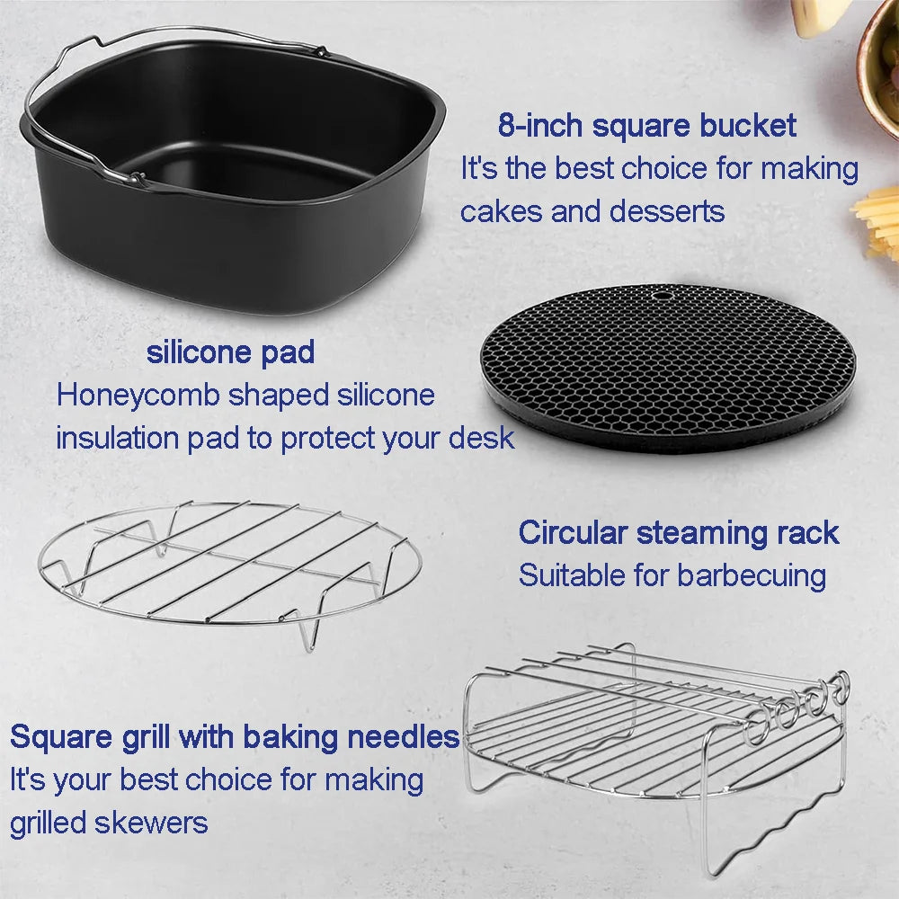 AirFryer Accessories Set for XL&XXL Air Fryers for Phils,Cosori 5.5L,Ninja,Cecotec,Tefal,Princess BPA-Free Air Fryer Paper