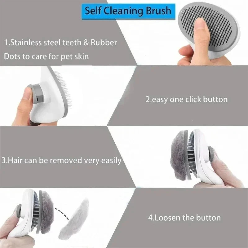 Self Cleaning Slicker Brush for Dogs Cats, Pet Hair Remover Deshedding Comb, Dematting Grooming Tool for Long Short Hair Pets