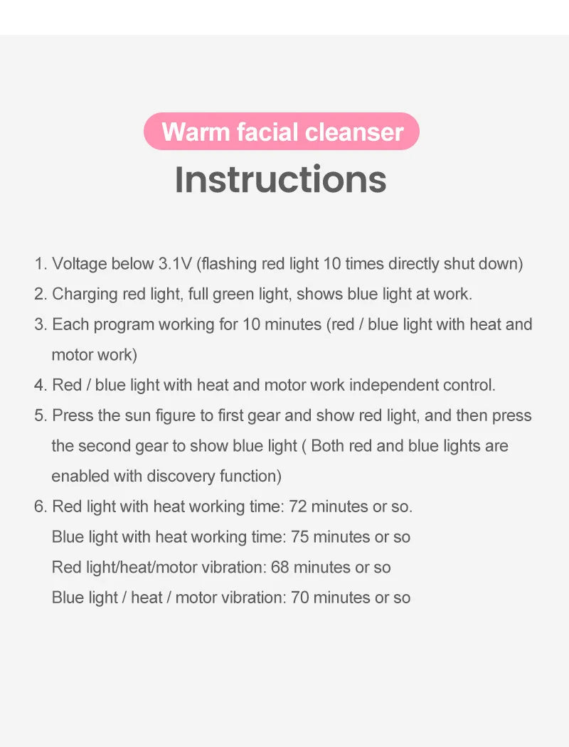 Sonic Facial Cleansing Brush Red Blue Light Electric Facial Cleanser Wash Machine Skin Pore Cleaner Mini Beauty Massager Brush