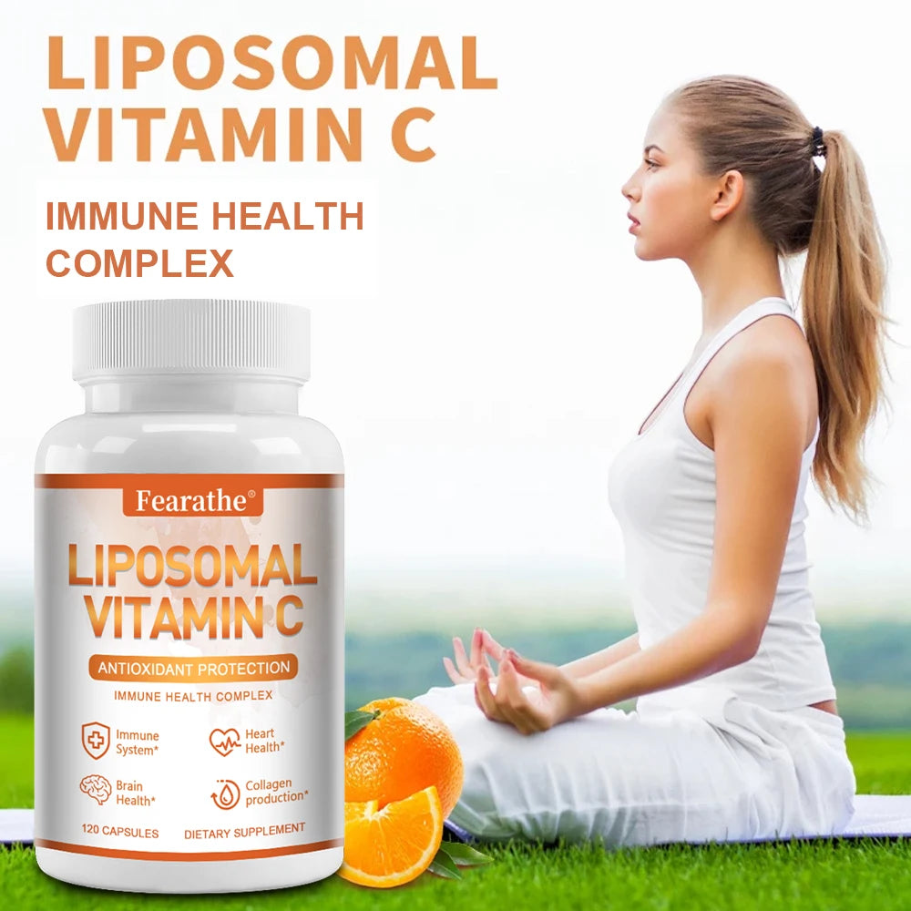 Natural Liposomal Vitamin C - Immune System & Collagen Booster, High Absorption, Skin Vitamins, Vegeterian, Vegan, Non-GMO