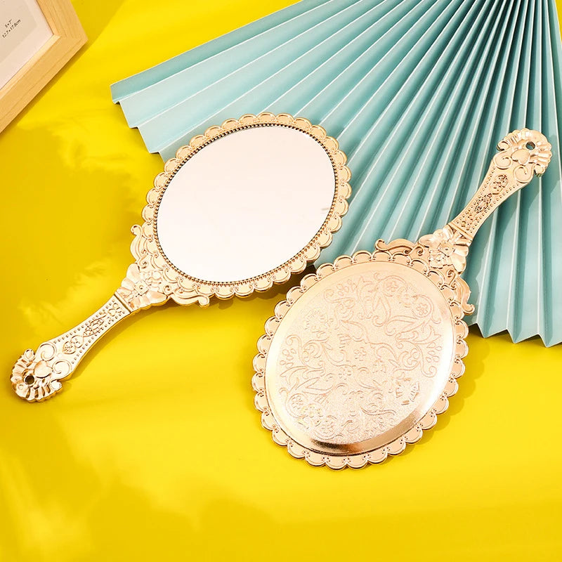Classic Style Makeup Mirror Makeup Mirror Golden Mirrors Hand Held Makeup Mirror Handle Large Quantity Can Be Customized